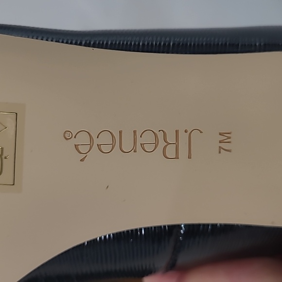 JRenee Black Braidy Crinkle Patent Leather Dress Pumps Size 7M Gold Accent Heel - Picture 8 of 10